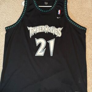 Nike Timberwolves Black and Teal Jersey